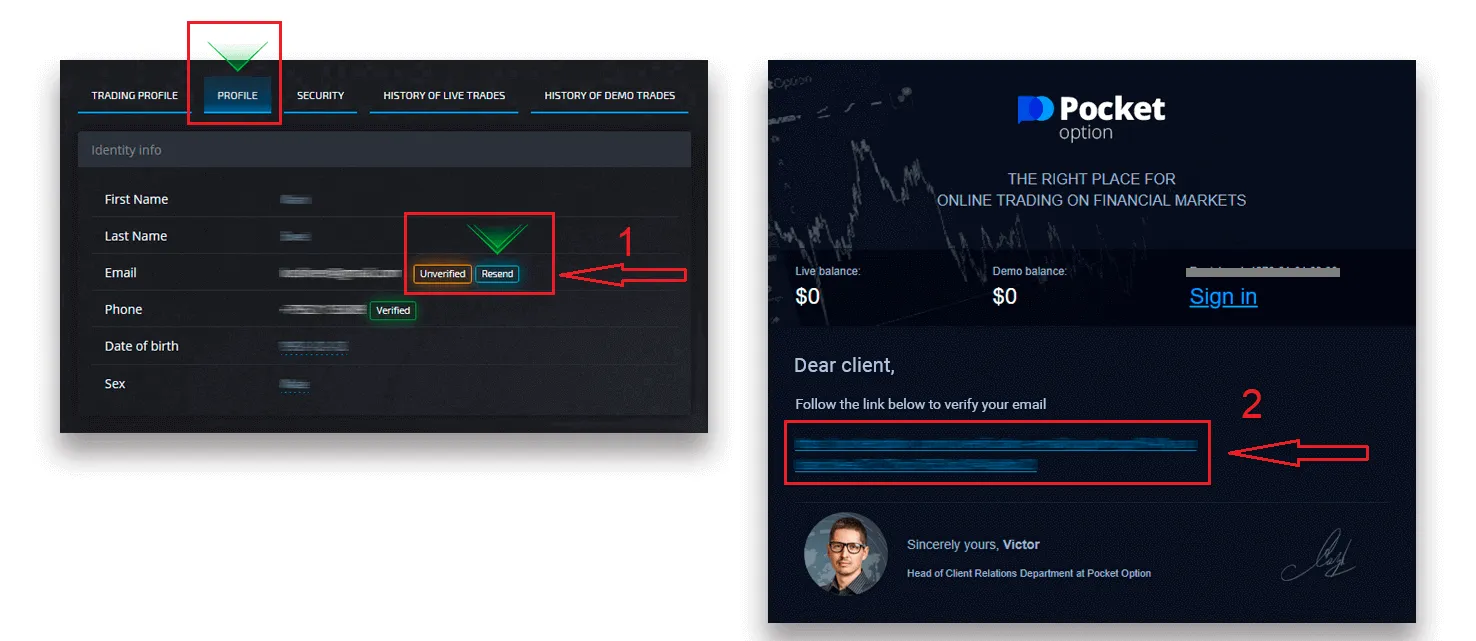 Identity info Pocket Option