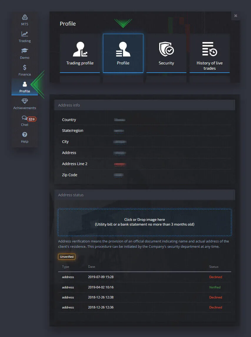 Address Verification Pocket Option
